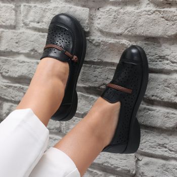 Pantofi dama casual Negri din Piele Ecologica Suhana