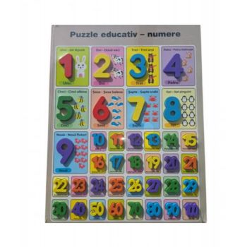 Puzzle Incastru 3D Lemn cu Numerele 1-100 si Imagini cu Animale ,   40x30 cm