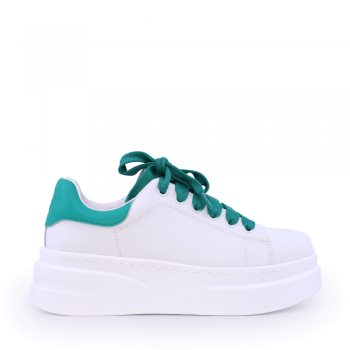 Sneakers ușori femei Benvenuti alb cu verde din piele 1279DP1223AV