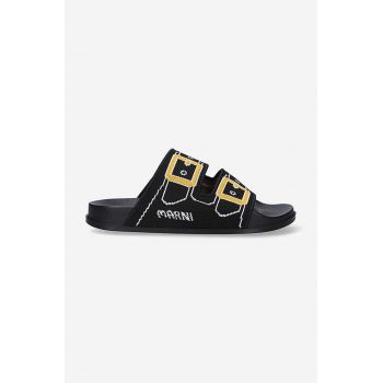 Marni papuci Sandal bărbați, culoarea negru SAMR003802.P4547-POMARA