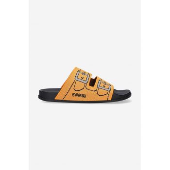 Marni papuci Sandal bărbați, culoarea portocaliu SAMR003802.P4547-POMARA