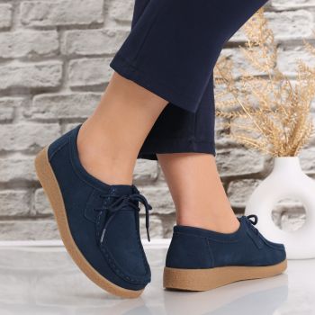 Pantofi dama casual Bleumarin din Piele Naturala Intoarsa Alenasa