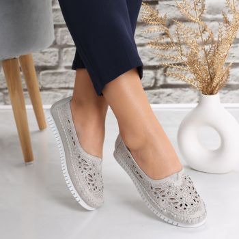 Pantofi dama casual Gri din Piele Naturala Iliana