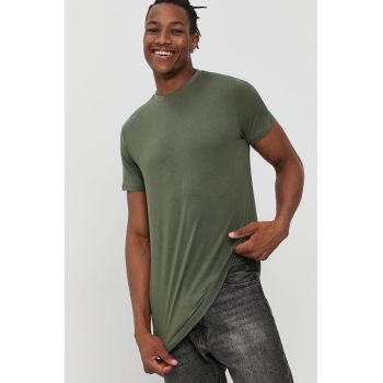 Resteröds Tricou bărbați, culoarea verde, material neted