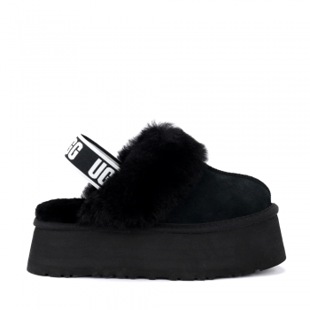 Saboți îmblăniți femei UGG Funkette Black din piele întoarsă 2398DPP1113474VN