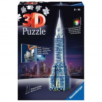 Puzzle 3D Cladirea Chrysler, Editie Luminoasa, 216 Piese