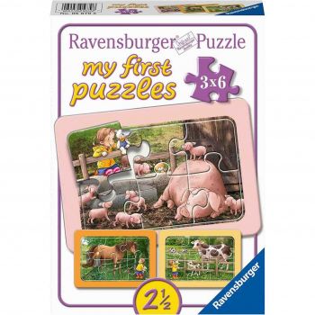 Puzzle Animale De La Ferma, 3X6 Piese