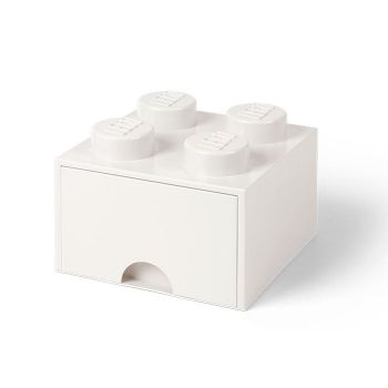 Cutie depozitare LEGO 2x2 cu sertar, alb