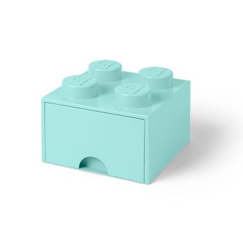 Cutie depozitare LEGO 2x2 cu sertar, aqua