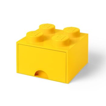 Cutie depozitare LEGO 2x2 cu sertar, galben