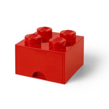 Cutie depozitare LEGO 2x2 cu sertar, rosu