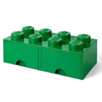 Cutie depozitare LEGO 2x4 cu sertare, verde