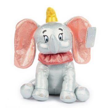 Jucarie de plus cu sclipici si sunete, Dumbo, Colectia Disney 100, 28 cm