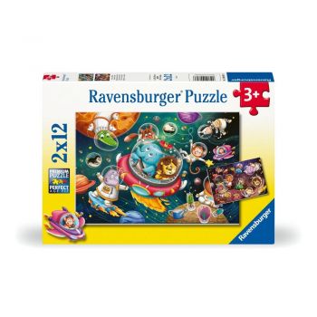 Puzzle animalute in spatiu 2x12 piese