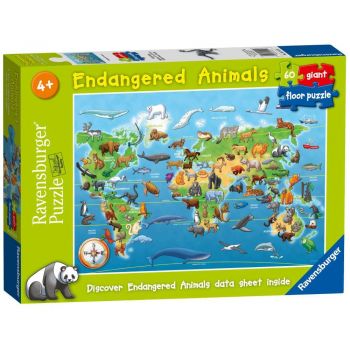 Puzzle mare de podea harta animale 60 piese