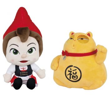 Set 2 jucarii din plus Juliete 28 cm & Lucky Cat 21 cm, Sherlock Gnomes