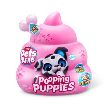 Pets Alive - Jucarie de plus interactiva catelus cu accesorii surpriza, Pooping Puppies