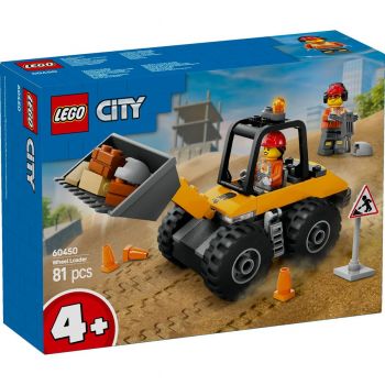 Set LEGO City - Încarcator pe roti galben pentru constructii (60450)