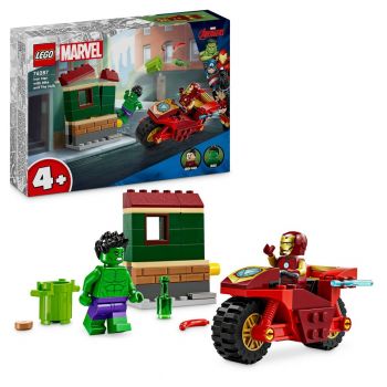 Set LEGO Marvel Super Heroes - Iron Man cu motocicleta si Hulk (76287)