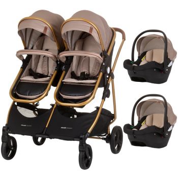 Carucior gemeni Chipolino Duo Smart 3 in 1 golden beige