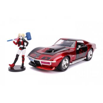 Masinuta Din Metal Harley Quinn 1969 Chevy Corvette Scara 1:24