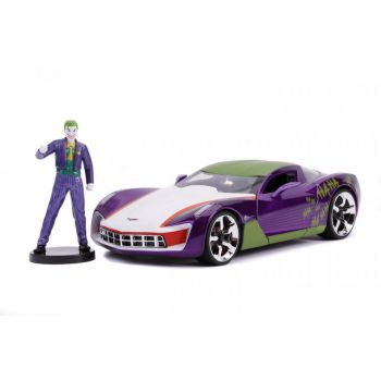 Masinute Metalica Chevy Corvette Stingray 2009 Si Figurina Joker Scara 1:24