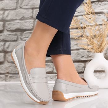 Pantofi dama casual Gri din Piele Naturala Nada