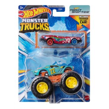 Hot Wheels Monster Truck Si Masinuta Metalica Night Shifter