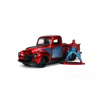 Jada Marvel Set Masinuta Metalica Ford Pick Up Scara 1:32 Si Figurina Metalica Spider Man