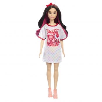 Papusa Barbie Fashionista Bruneta Cu Rochita Sport