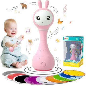 Alilo Smarty Bunny - Iepuras interactiv pentru bebelusi, roz, RO/EN