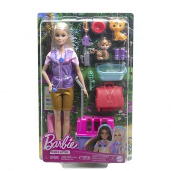 Barbie You Can Be Set Papusa Cu Doua Animalute Din Jungla