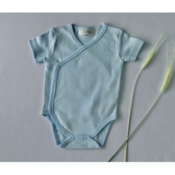 Body din Bumbac cu Maneca Scurta Albastru pentru bebelusi, marime 50, 0-3 luni