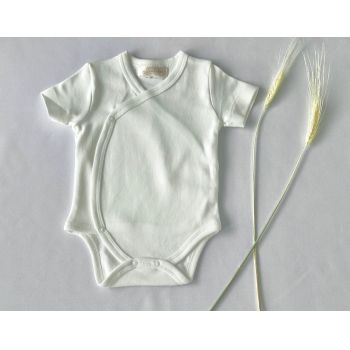 Body din Bumbac cu Maneca Scurta Ivory pentru bebelusi, marime 56, 0-3 luni