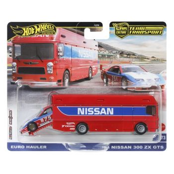 Hot Wheels Transportator Euro Hauler Cu Masinuta Nissan 300 Zx Gts Scara 1:64