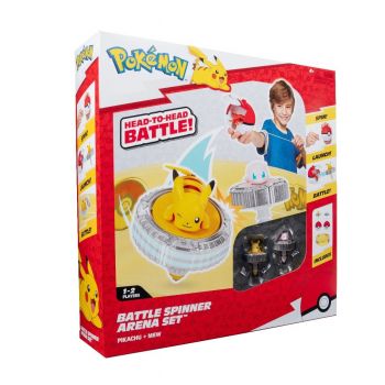 Pokemon - Set de joaca Battle Spinner cu doua figurine (Pikachu #1, Mew, Poké Ball, & Poké Ball)