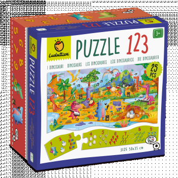 Puzzle 123 - Dinozauri, 24 piese, Ludattica, + 3 ani