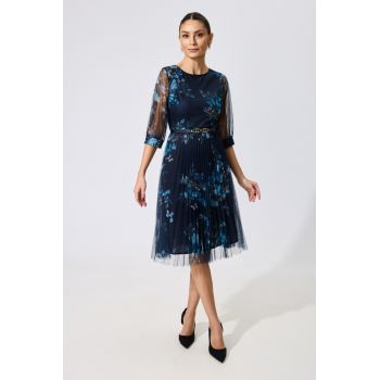 Rochie de ocazie din tull cu imprimeu floral Edna Bleumarin