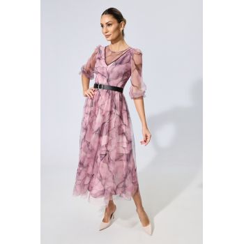 Rochie de ocazie din tull cu imprimeu Fresya Rose