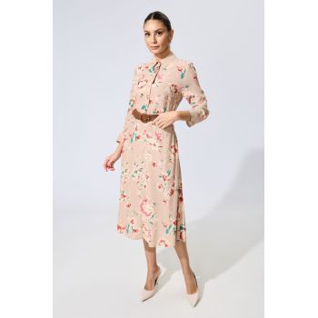 Rochie eleganta din vascoza cu imprimeu floral Pauline Nude