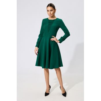 Rochie Moze eleganta in clos cu detalii incretite Ilona Verde