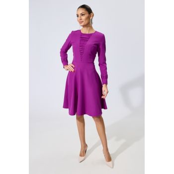 Rochie Moze eleganta in clos cu detalii incretite Ilona Violet