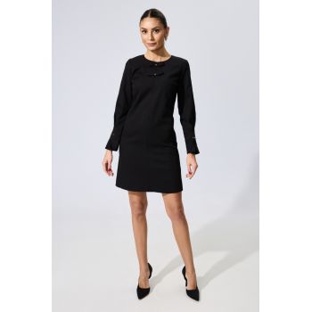 Rochie Moze eleganta scurta cu fundite Maniola Neagra