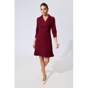 Rochie Moze office cu butoni si pliuri Zolla Bordo