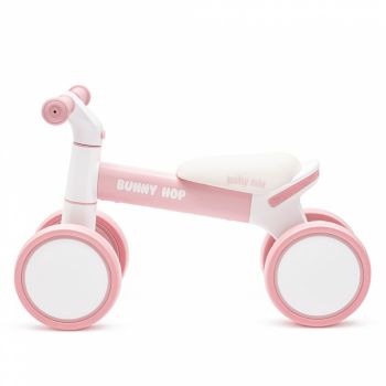 Bicicleta fara pedale Ride On cu cadru usor din aluminiu,ghidon reglabil,roti EVA,sezut moale si limitator directie de siguranta Baby Mix Bunny Hop Pink