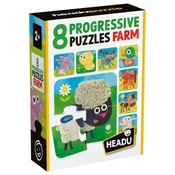 Headu - 8 puzzleuri progresive animale de la ferma