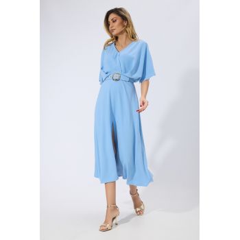 Rochie eleganta in clos cu maneci asimetrice Nelia Bleu