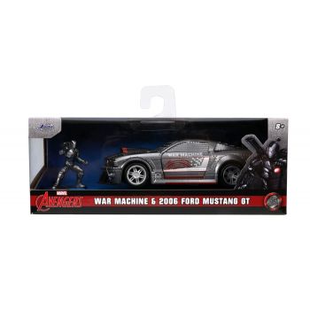 JADA MARVEL MASINUTA METALICA FORD MUSTANG SCARA 1:32 SI FIGURINA METALICA WAR MACHINE