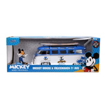 JADA MASINA DIN METAL VOLKSWAGEN T1 BUS SCARA 1 LA 24 SI FIGURINA MICKEY MOUSE