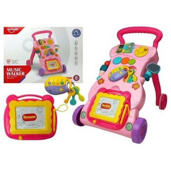 Antepremergator multifunctional pentru bebe, cu centru de activitati, roz, LeanToys, 5995